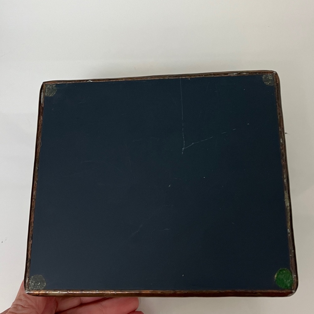 Vintage Stained Glass Floral Trinket Jewelry Box with Mirror - Picture 7 of 13